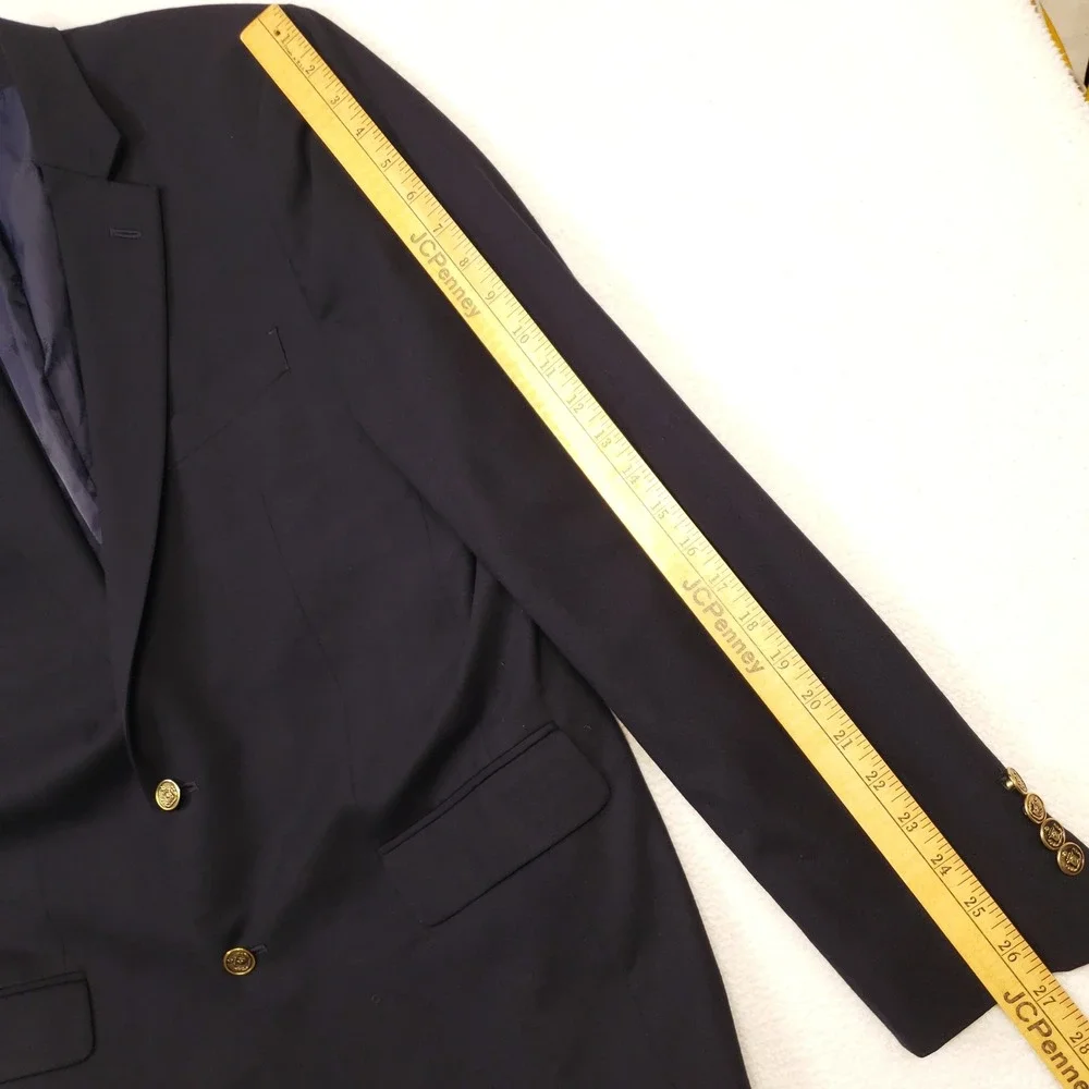 Jos. A. Bank Blazer Men 44L Navy Blue 1905 Slim Fit Wool brrr Gold Crest Buttons